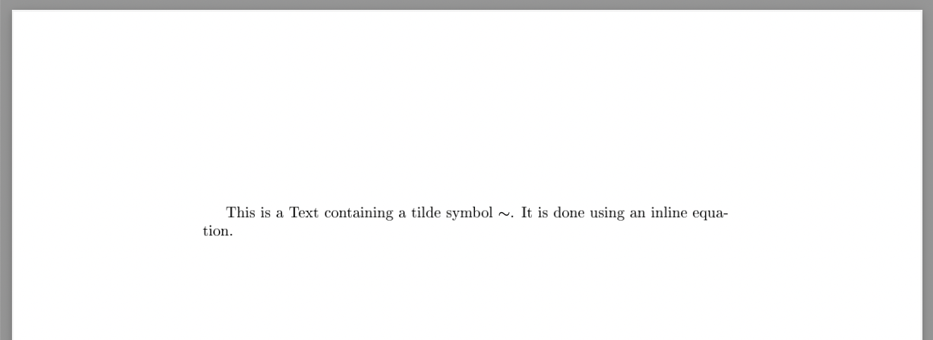 A LaTeX PDF containing the tilde symbol